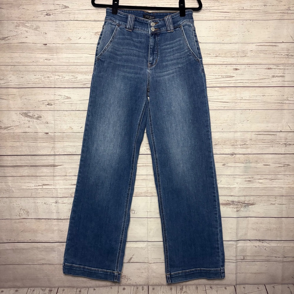 Judy Blue High Waisted Wide Leg Jeans Medium Wash Double Button 9/29 JB82558MD